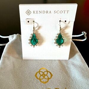 Kendra Scott Gold Drop Earrings in Green